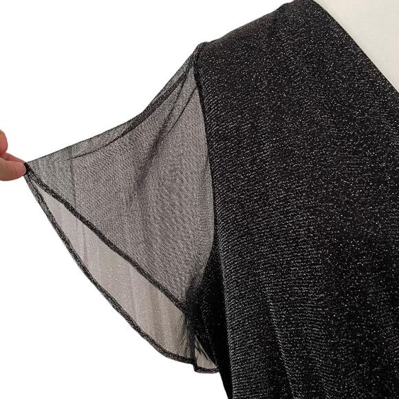 Torrid Black Glitter Lurex Flutter Sleeve Surplice Wrap Romper Plus Size 6 - Picture 6 of 13